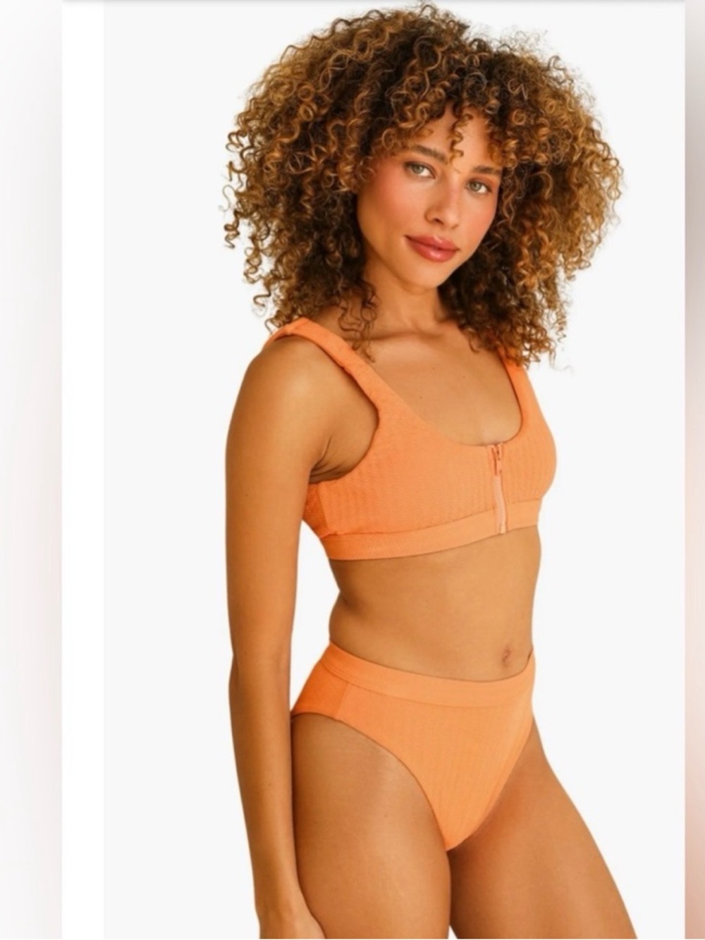 Dipping Daisy chevron Wave Front Zipper Closure Bikini Top and bottoms size L